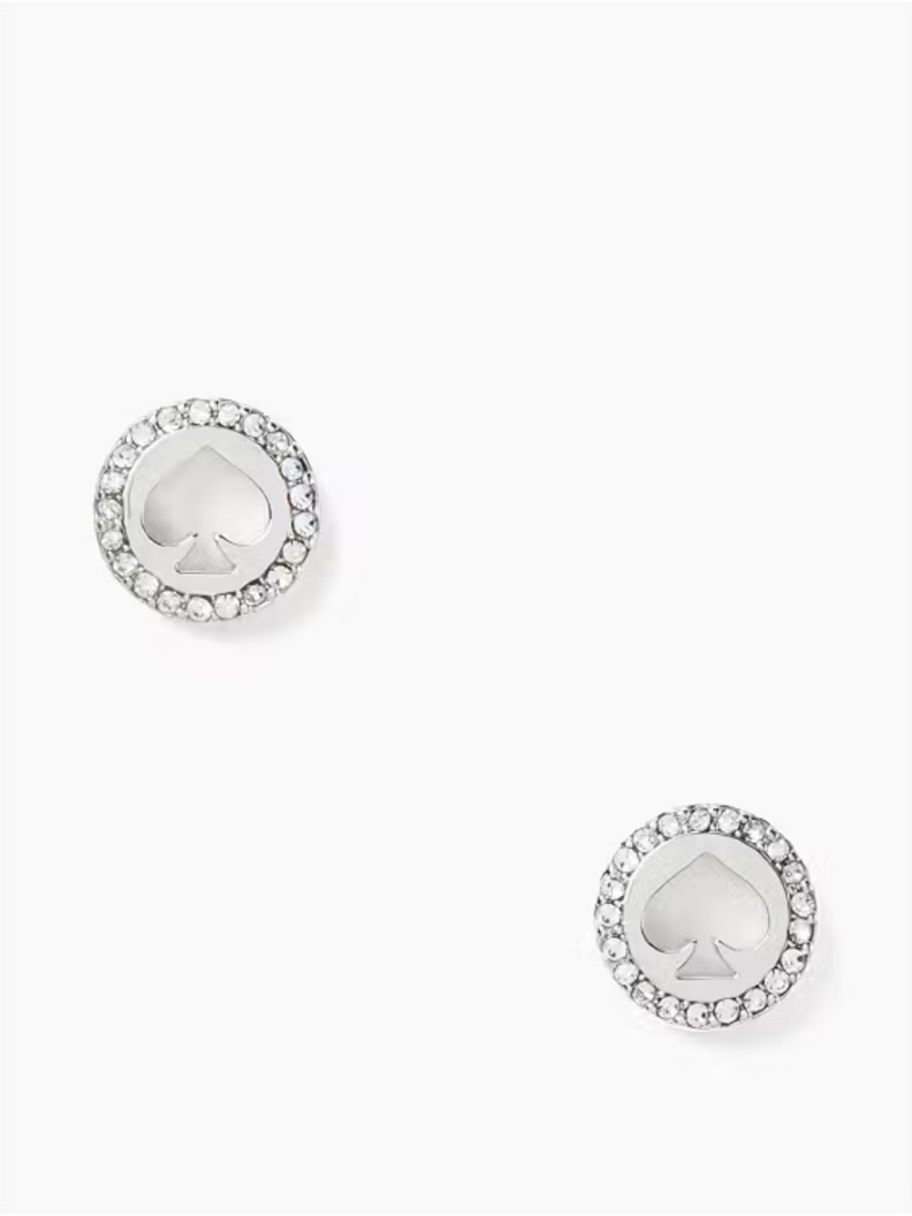 kate spade Silver Spade Logo Crystal Halo Stud Earrings